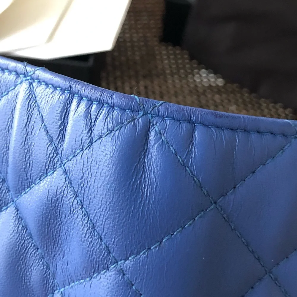 Chanel lambskin leather blue bifold wallet
